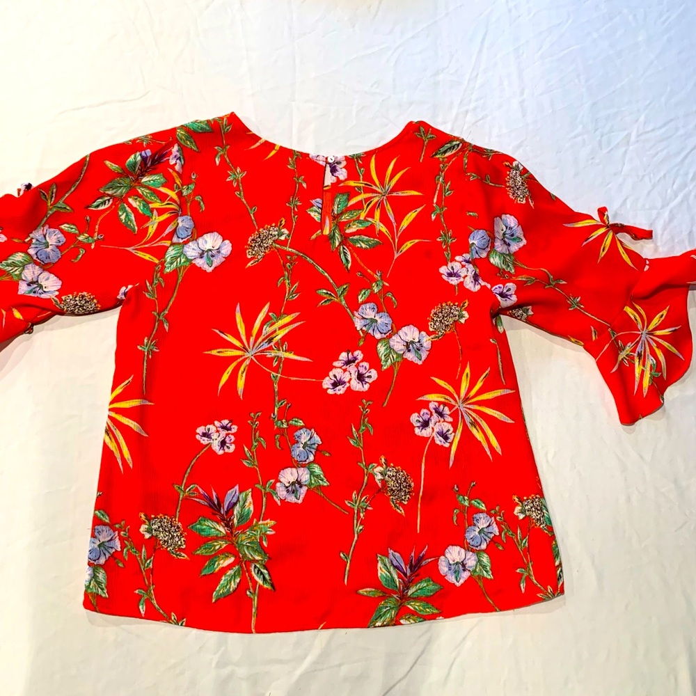 Flirty Red Floral Blouse